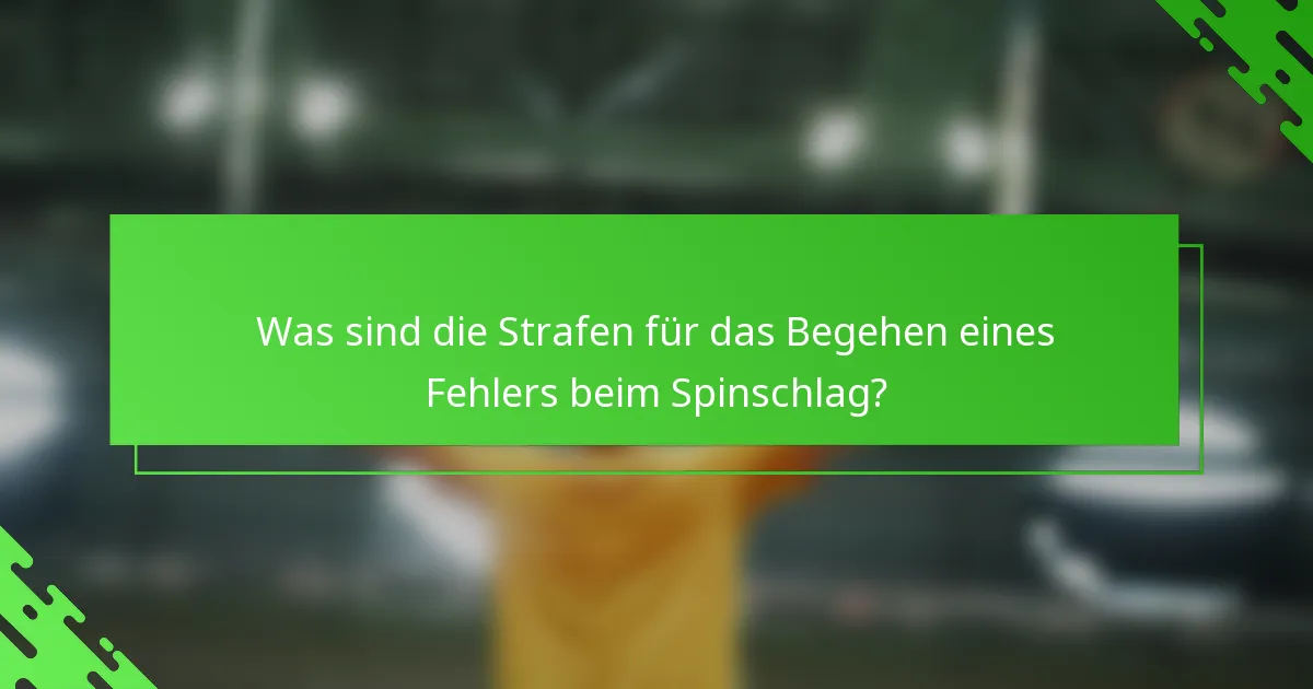 Was sind die Strafen für das Begehen eines Fehlers beim Spinschlag?